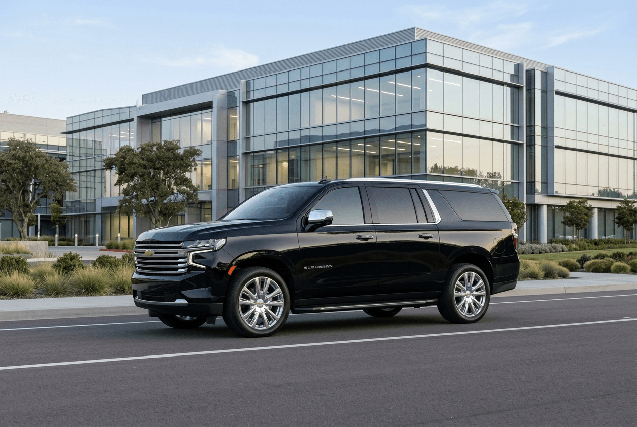 Chevrolet Suburban black luxury SUV airport service Bay Area