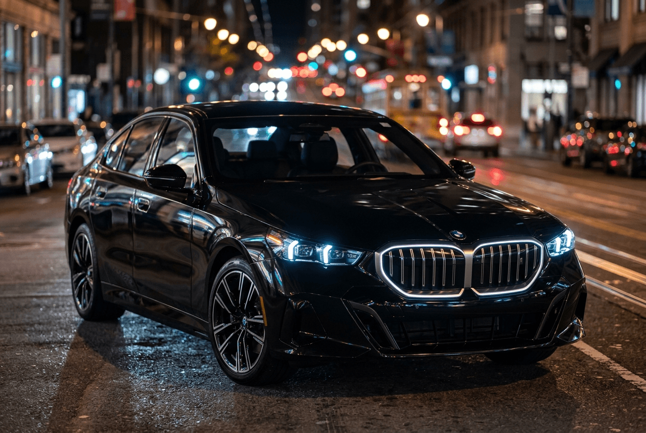 BMW i5 black luxury sedan executive car service Bay Area