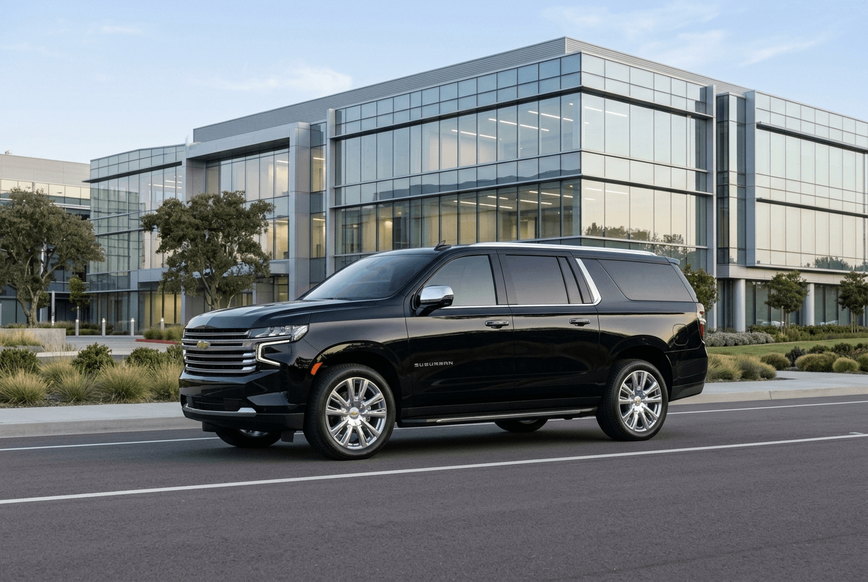 Chevrolet Suburban black luxury SUV airport service Bay Area