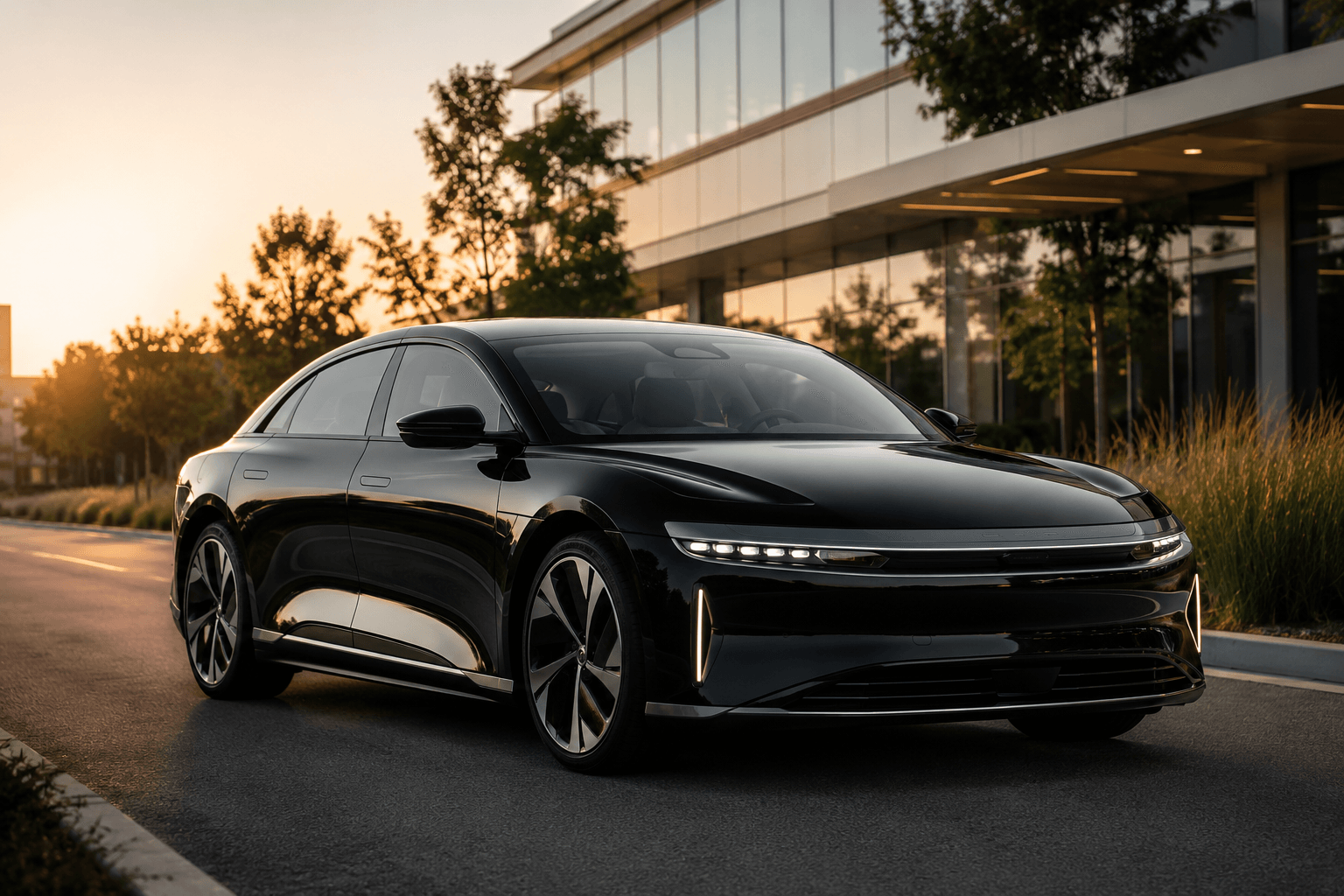 Lucid Air black luxury electric sedan Bay Area executive service
